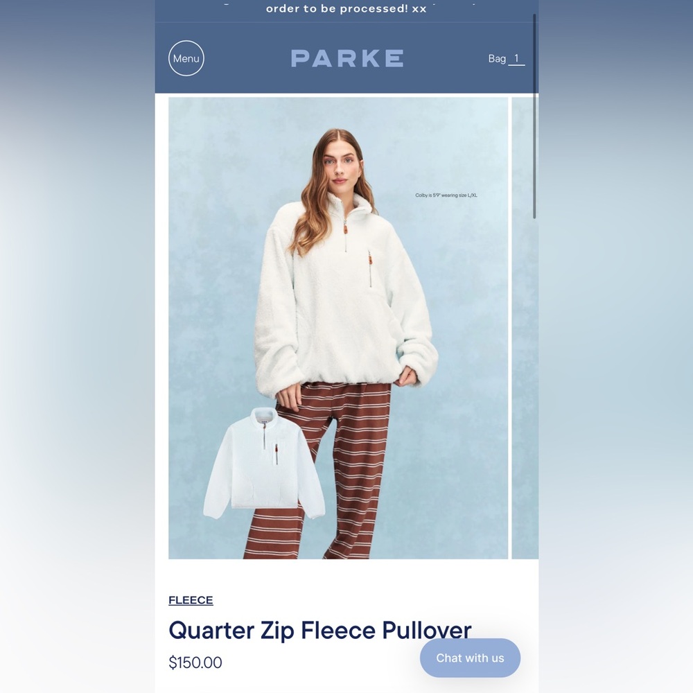 Parke Arctic Quarter Zip Fleece Pullover S/M - Brand New